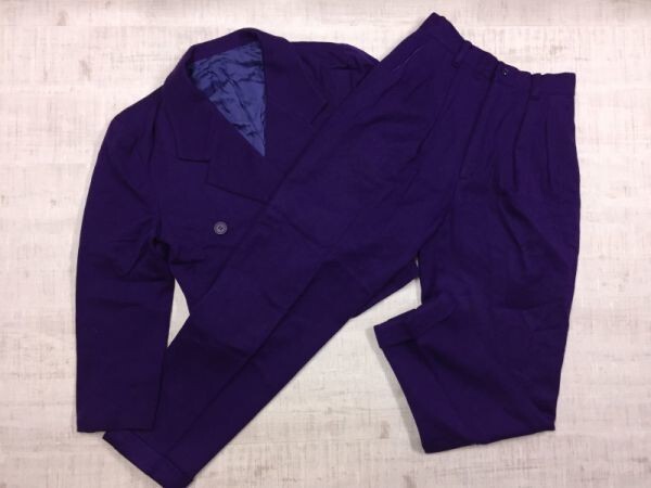 ベストB best.B レトロ オールド 80s 衣装 マニッシュ ショートジャケット ハイウエストパンツ 上下セット レディース 日本製 M 紫拍卖
