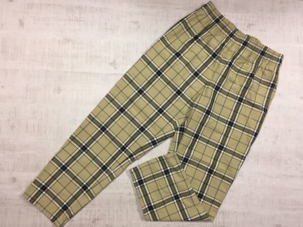ジーユー GU レトロ ストリート チェック テーパード イージー シェフパンツ コックパンツ ボトムス メンズ M ベージュ拍卖