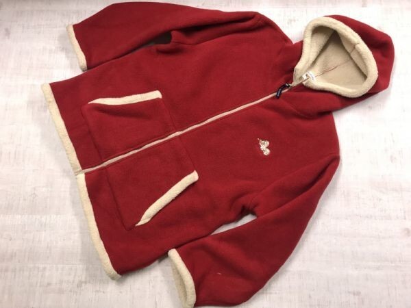 グーグーワールド GU GU WORLD レトロ ロゴ刺繍 犬 ワンちゃん フリース パーカー ジャケット レディース 裏起毛 ポリエステル100% M 赤拍卖