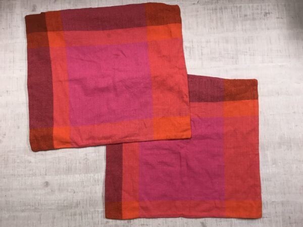 レトロ 北欧 インテリア小物 民族エスニック 配色切替 クッションカバー 2枚組 ピンク系拍卖