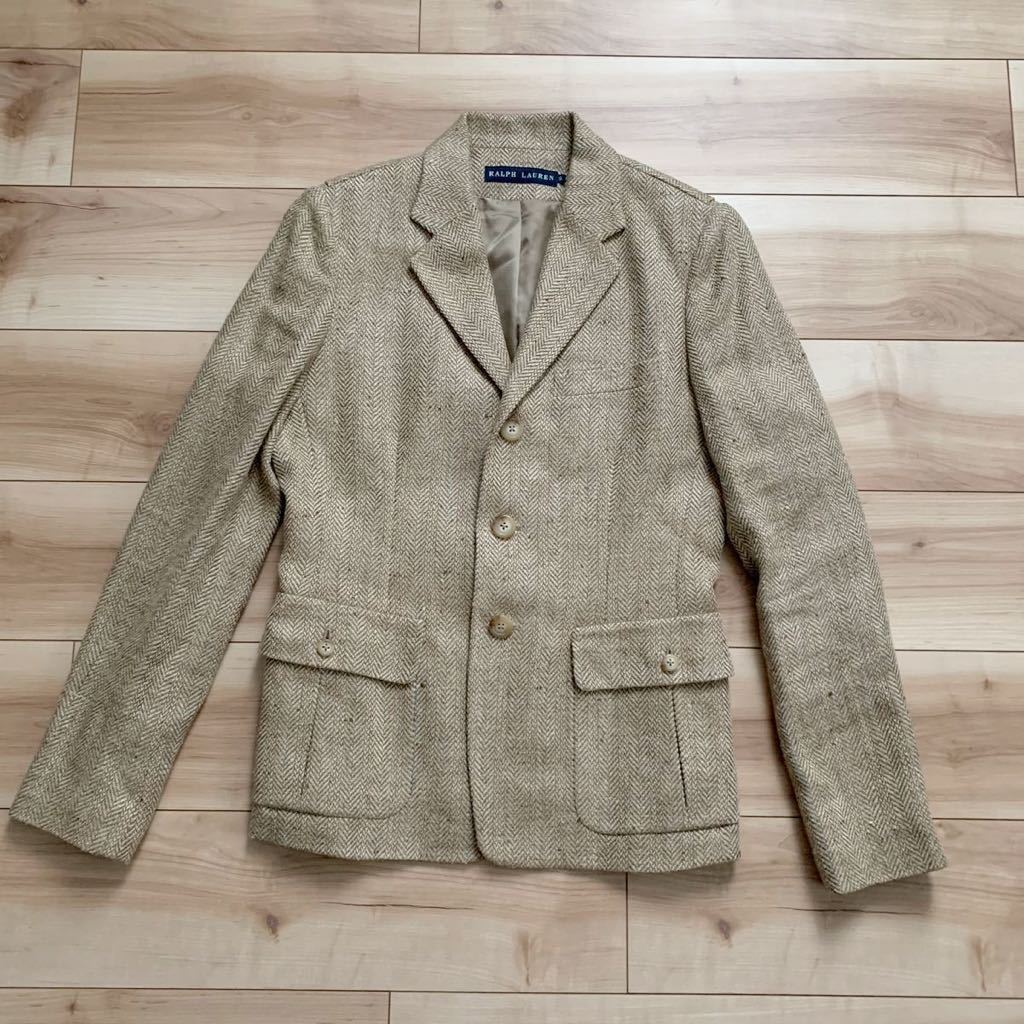 RALPH LAUREN ラルフローレン シルク リネン ツイード ジャケット 9 ベージュ拍卖