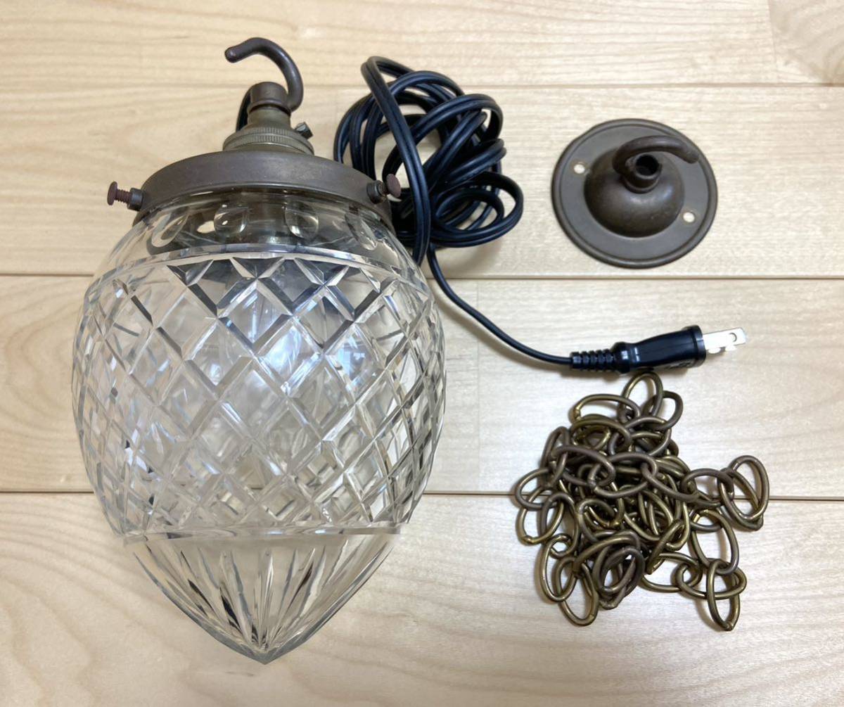 ペンダントライト カットガラス 送料無料 天井 照明 ヴィンテージ アンティーク調 レトロ チェーン 引っ掛けシーリング拍卖