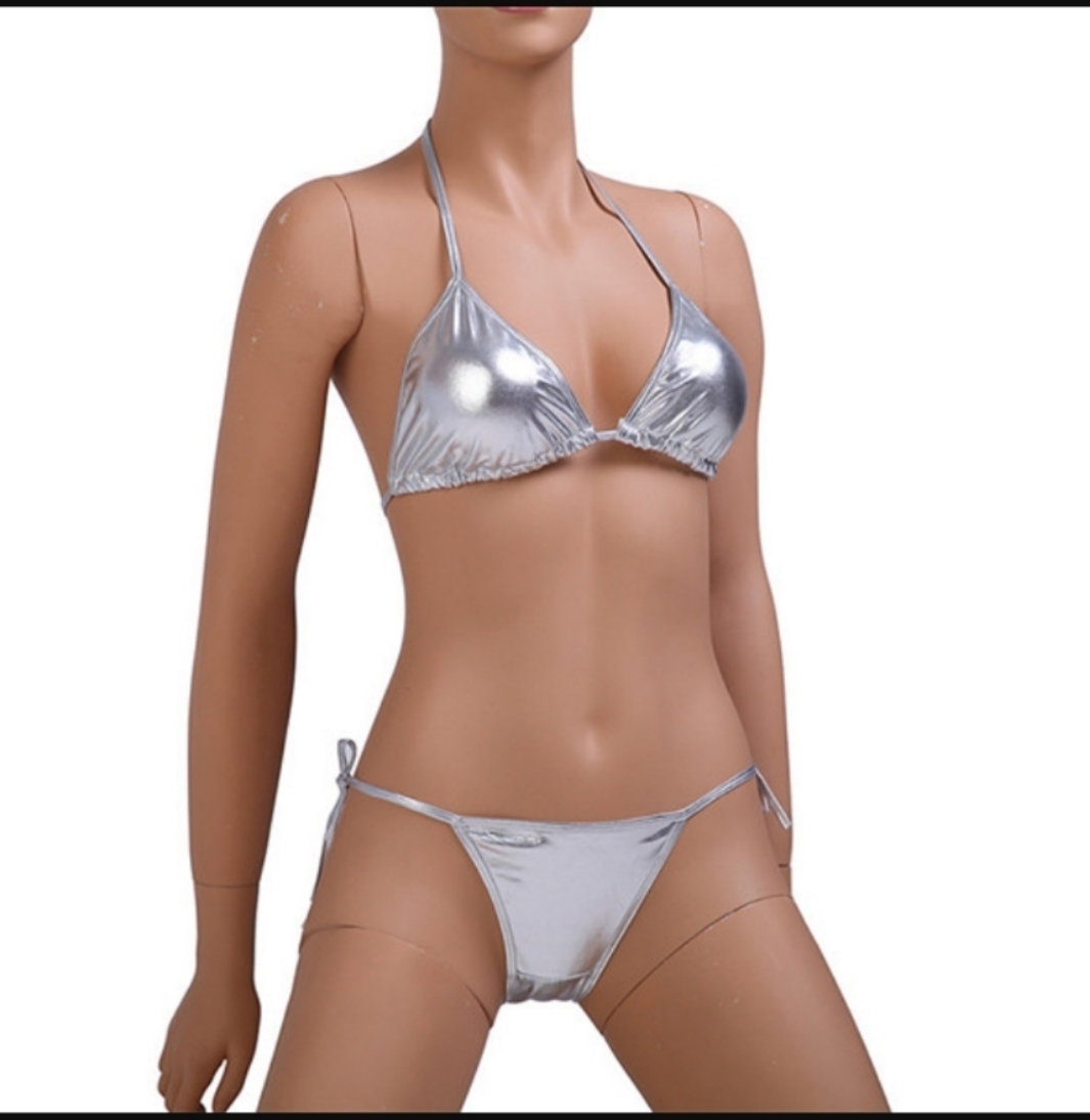 マイクロビキニ セクシー シルバー★レースクイーン ハイレグ★過激 紐バック 水着 インナー 下着 ストリング★コスプレ 銀DJ1460拍卖