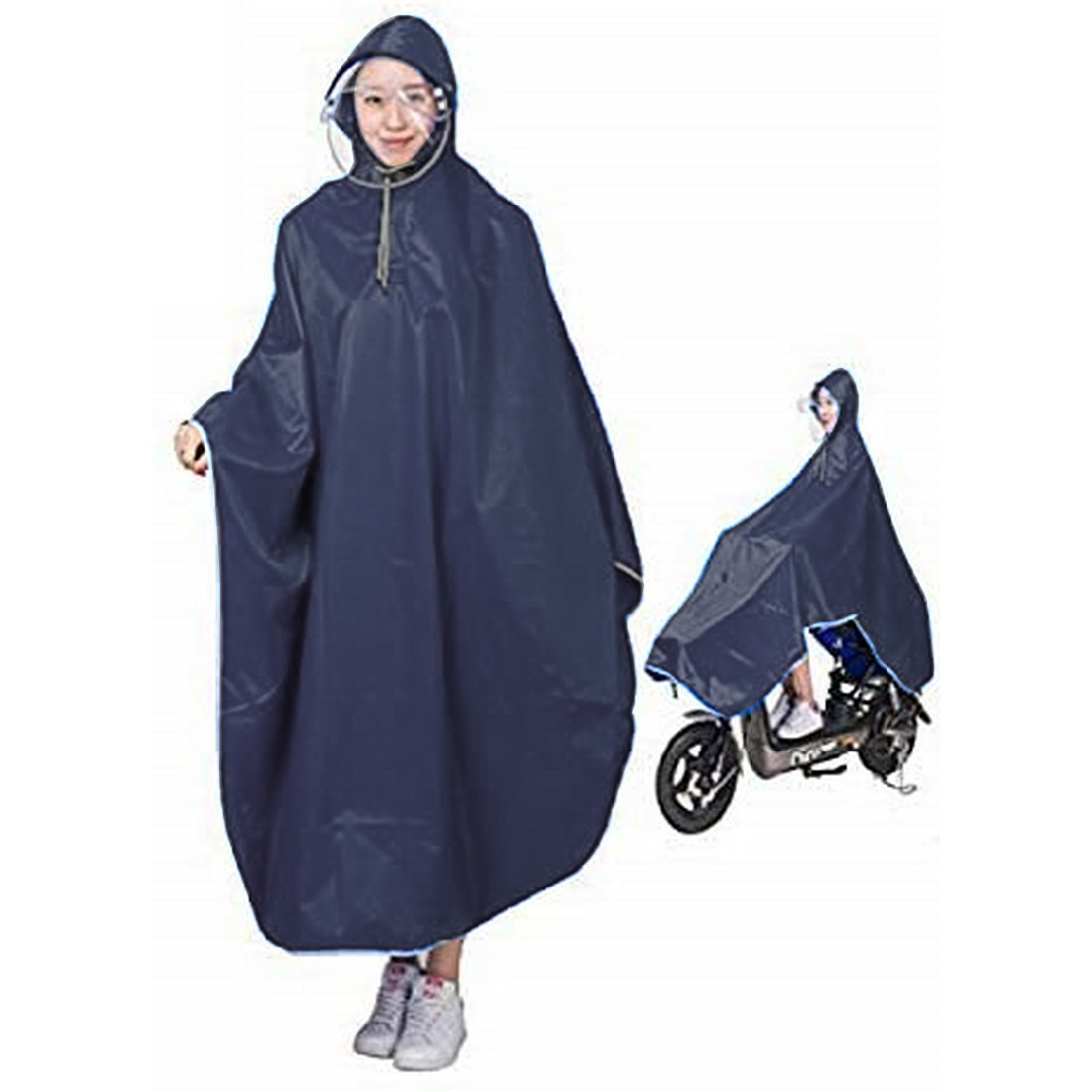 LDL1284# レインコート サイクルレインコート 男女兼用 自転車バイク 長いポンチョ レインポンチョ 厚手生地 防水 通勤 通学 大きい二重ツ拍卖