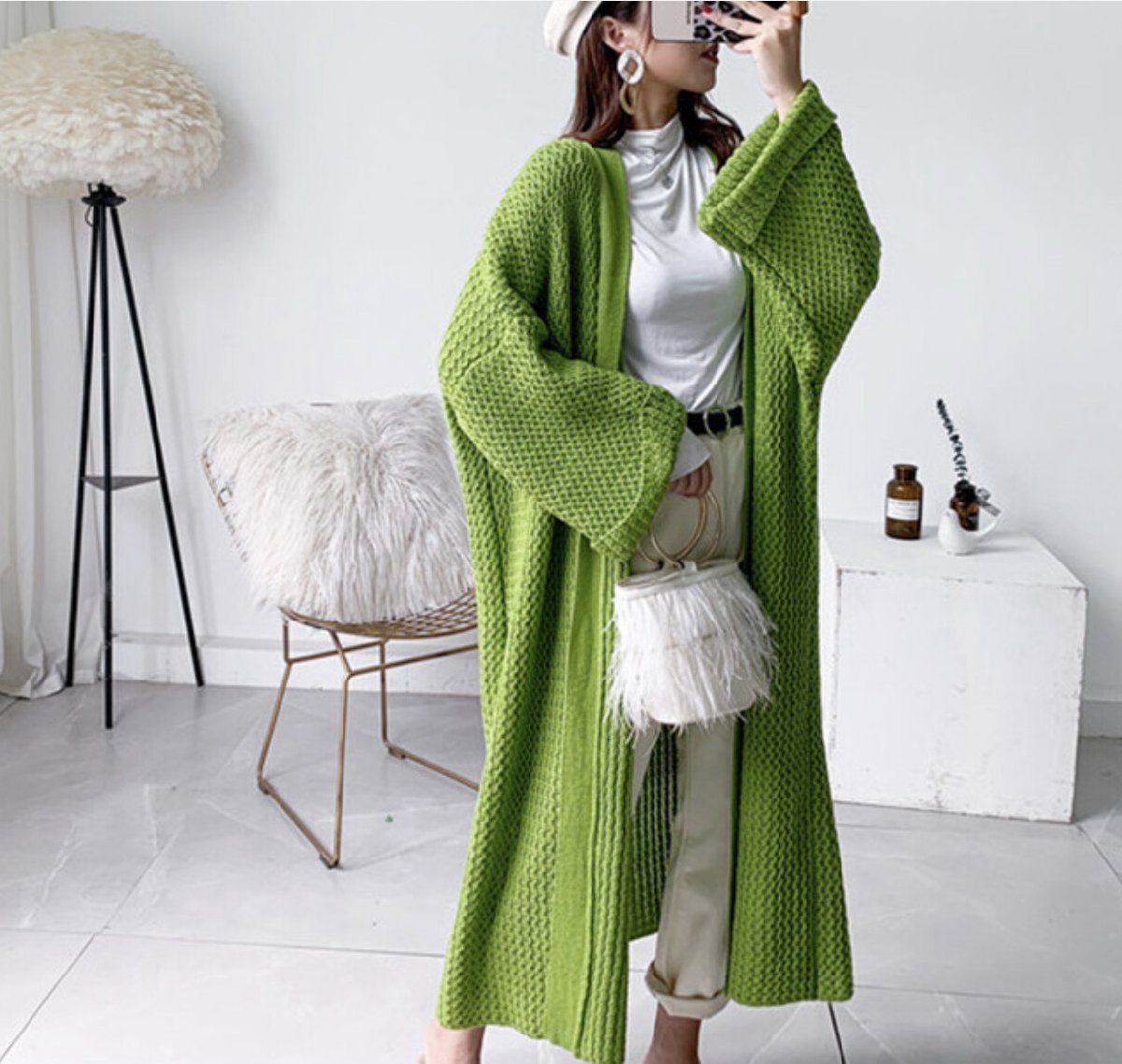 NEW! 秋冬 新作 レディース ゆったり ロングニット カーディガン BQ106拍卖