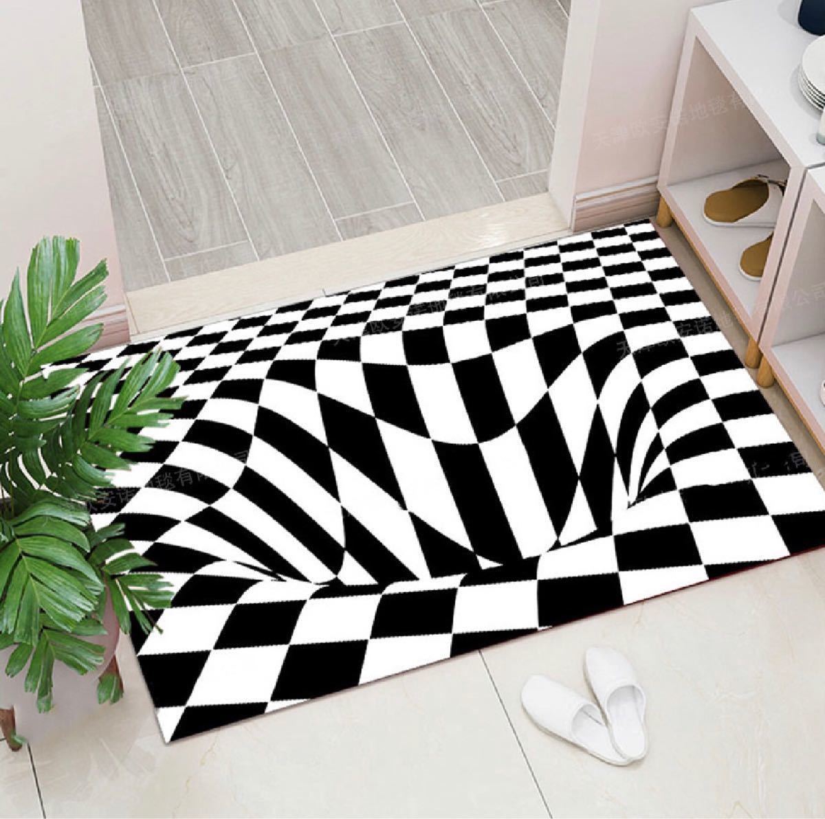 LDL1356# トリックアート マット 3D ボルテックス ■ ブラックホール ラグ 玄関 マット インテリア フロアマット リビング 80×12拍卖