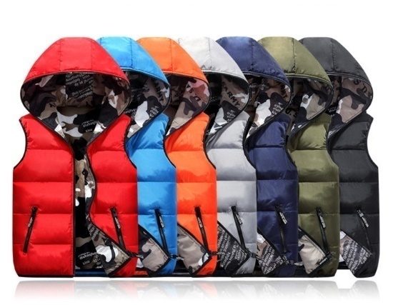7色!秋冬新品★メンズダウンベスト フード付き 細身 切替 カジュアル 人気 保温軽量 迷彩風 おしゃれ DJ079拍卖