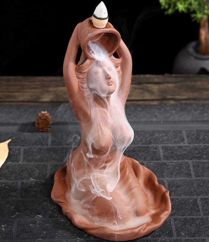 女性型の倒流香 水浴びする女性 香炉 お香ホルダー 流川香 香炉用品 ZCL027拍卖