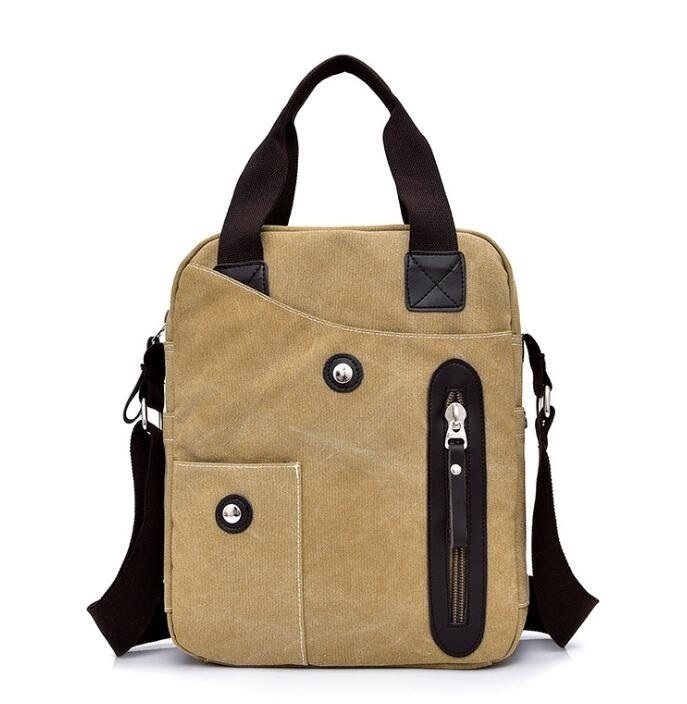 帆布 メンズ ショルダーバッグ キャンバス生地 トートバッグ 2way 多機能 斜め掛けバッグ メンズ レディース 収納 旅行用 カーキ ZCL249拍卖