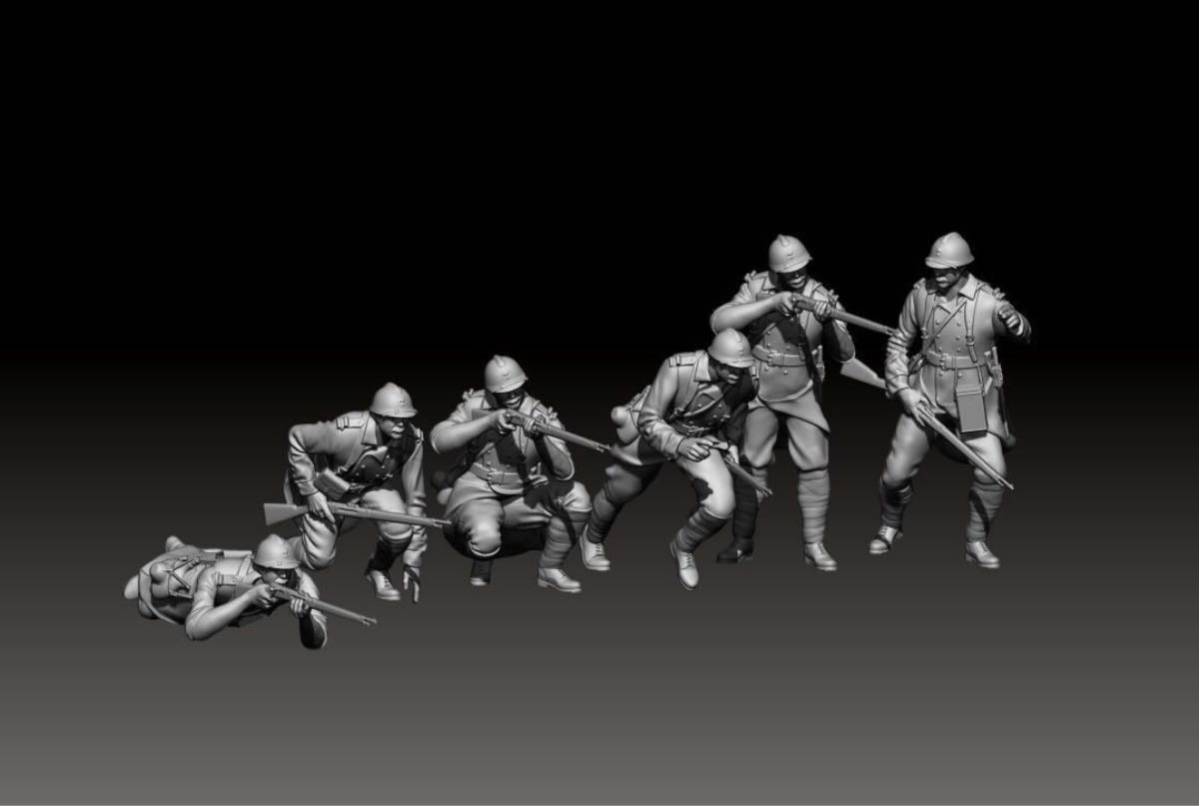 1/43レジンキット 未塗装 WWⅡ フランス軍 兵士フィギュア6体 戦闘 【同梱可能】拍卖