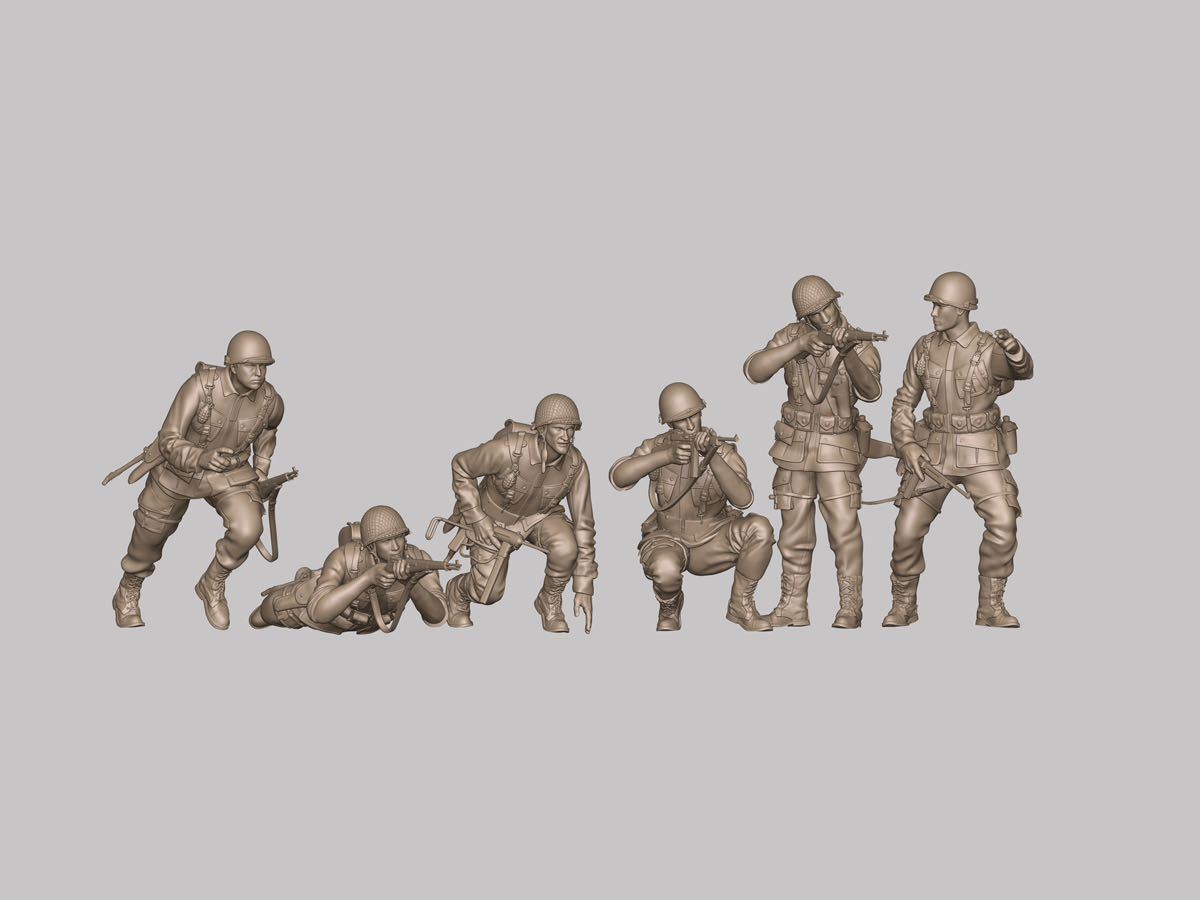 1/144レジンキット 未塗装 WWⅡ アメリカ軍 兵士フィギュア6体 戦闘 ワールドタンクミュージアム【同梱可能】230904拍卖