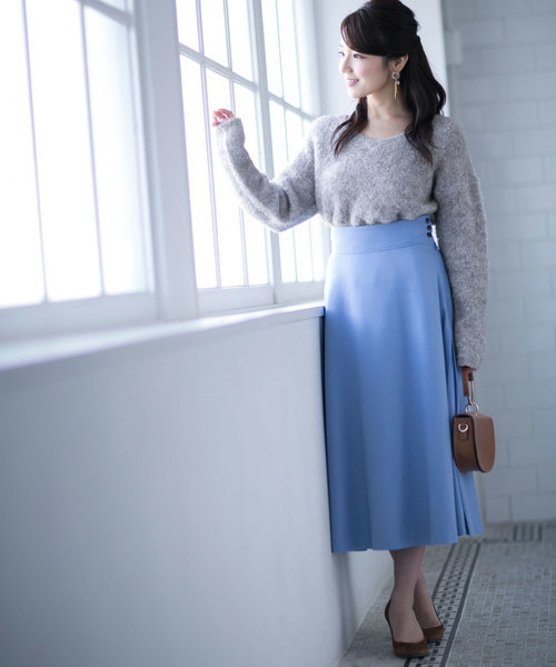 新品 NANO UNIVERSE ナノユニバース ブークレVネックプルオーバー ニット セーター モコモコ ベージュ拍卖