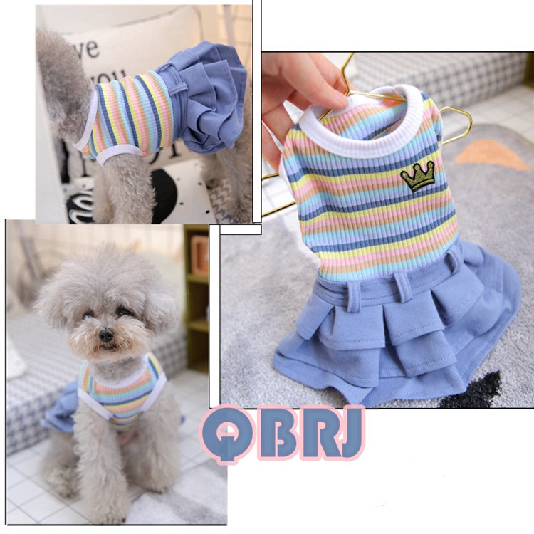 犬の服 ボーダー柄ワンピース 柔らかい つなぎ お嬢様オシャレ ドッグウェア 可愛い ペットウェア お散歩お出かけ服 ペット用品 春夏 洋服拍卖