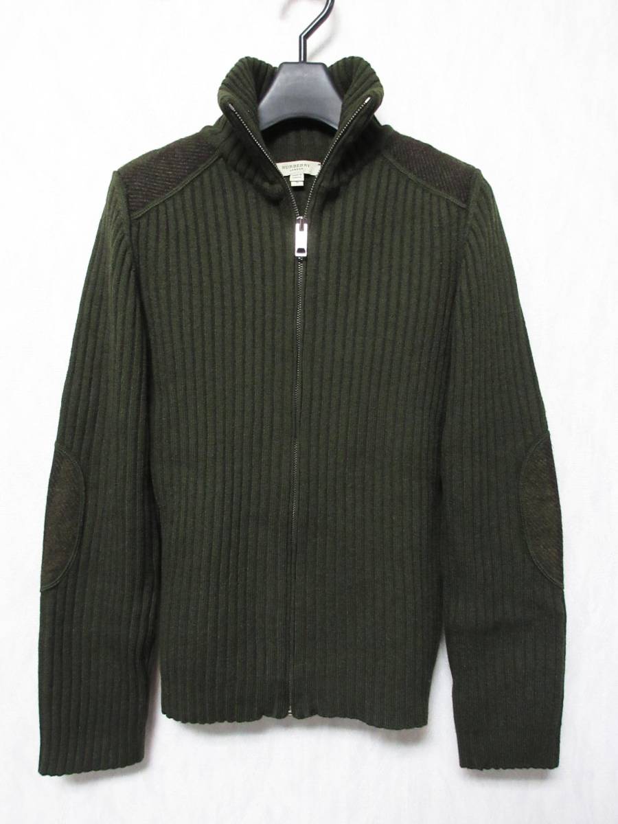 バーバリー BURBERRY ウール ニット ジップ ブルゾン ジャケット カーディガン カーキ S 南697拍卖
