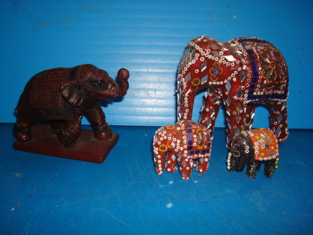 インテリア エスニック「象の置物」4点 ZOO4拍卖