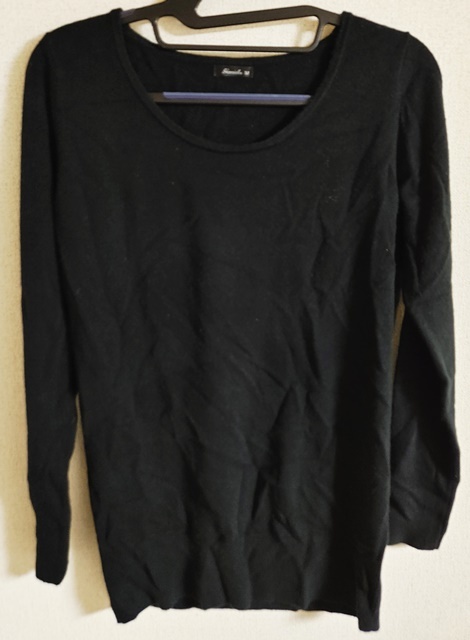 Mサイズ ganiel 長袖 ニット 丸首 黒拍卖