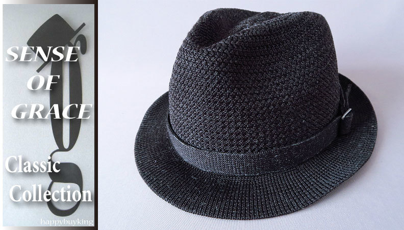 graceグレース★ジャガードサーモ中折れハット【黒】新品 洗濯機洗いOK! サイズ調節可能 男女兼用 透かし編み サーモメッシュ拍卖