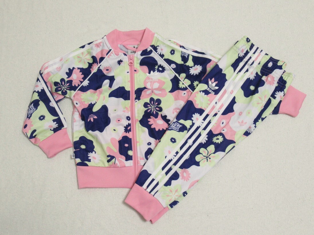 adidas Originals ベビー トラックスーツ ピンク 花柄 90 アディダス ジャージ 上下セット セットアップ 2歳 3歳 4歳 HE6929拍卖