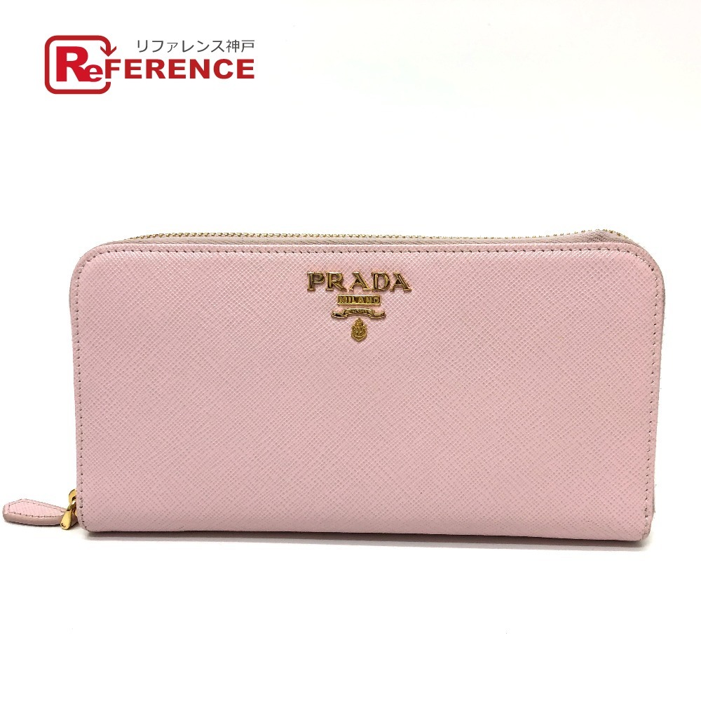 PRADA プラダ 1ML506 ジッピーウォレット ラウンドファスナー ロゴ 長財布 ピンク レディース【中古】拍卖