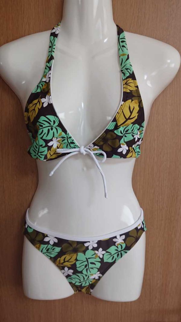 ☆焦げ茶×リーフ柄のビキニ2点セット☆9M☆(株)武蔵産業☆拍卖