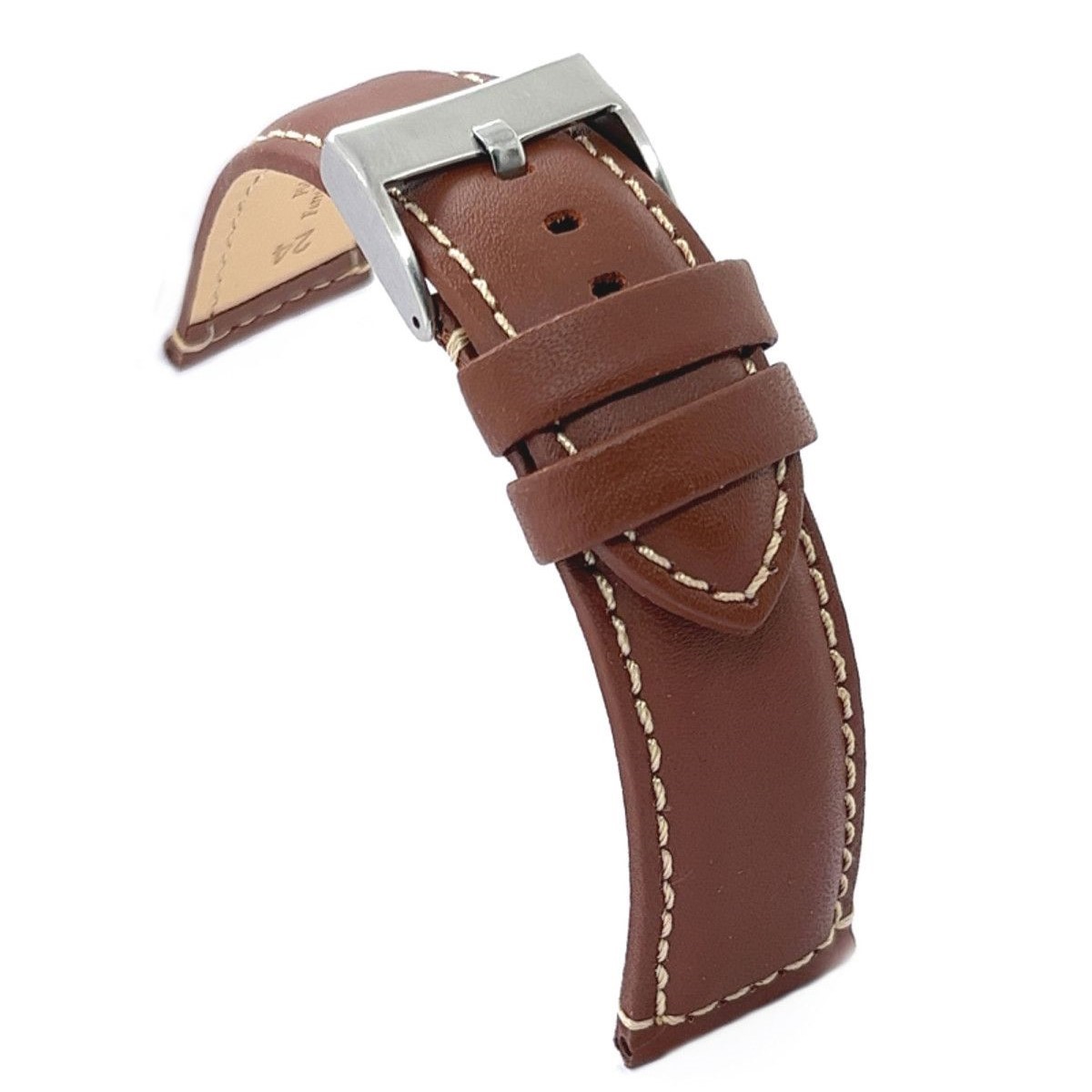 腕時計 ベルト 本革 22mm レザー バンド Diloy P354エリート ミディアムブラウン2拍卖