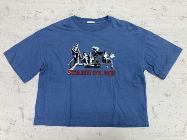 ジーユー GU スタンドバイミー STAND BY ME ショート丈クロップド 映画T ムービーT 半袖Tシャツ カットソー レディース M 青拍卖