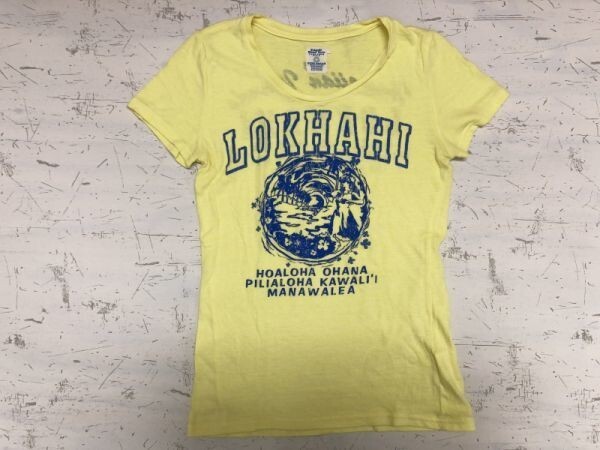 キューブシュガー CUBE SUGAR バックプリント有 ハワイ アメカジ サーフ 半袖Tシャツ カットソー レディース M 黄色拍卖