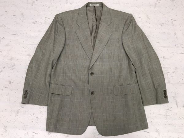Roberta di Camerino ロベルタディカメリーノ レトロ オールド チェック テーラードジャケット メンズ 2つボタン ウール100% PM グレー拍卖
