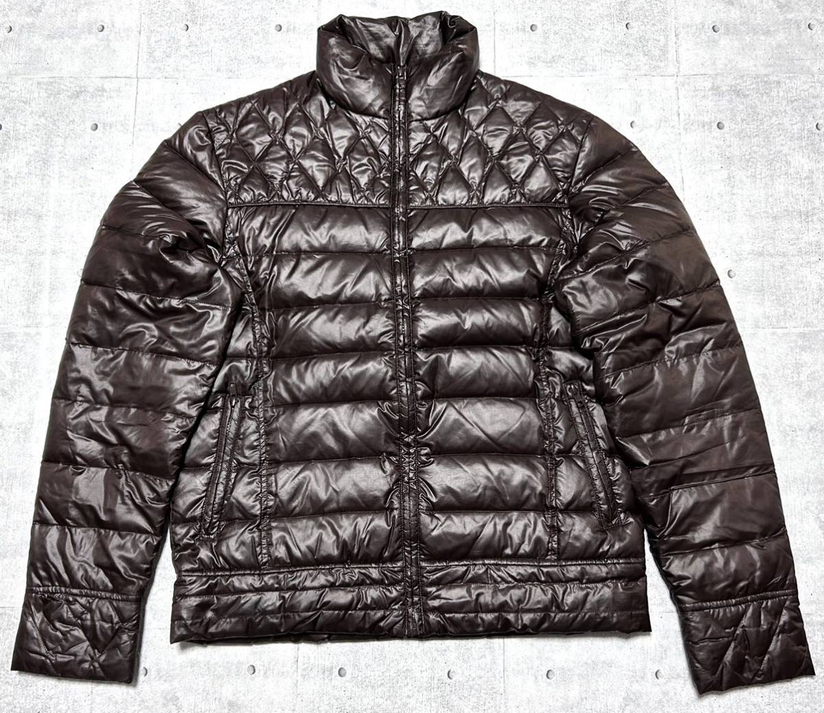 大きいサイズ DUAL VOICE キルティング切替 ダウンジャケット XL デュアルボイス ダークブラウン Down Jacket 石瀬5937拍卖