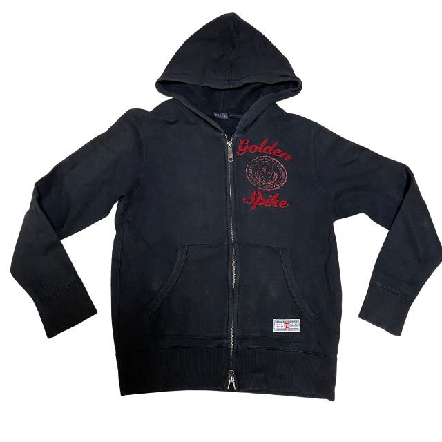 ジュンメン ジップパーカー 版円ロゴ入りジッパー チェーンステッチ 裏起毛 JUNMEN フーディースウェット ブラック 雅瀬266拍卖