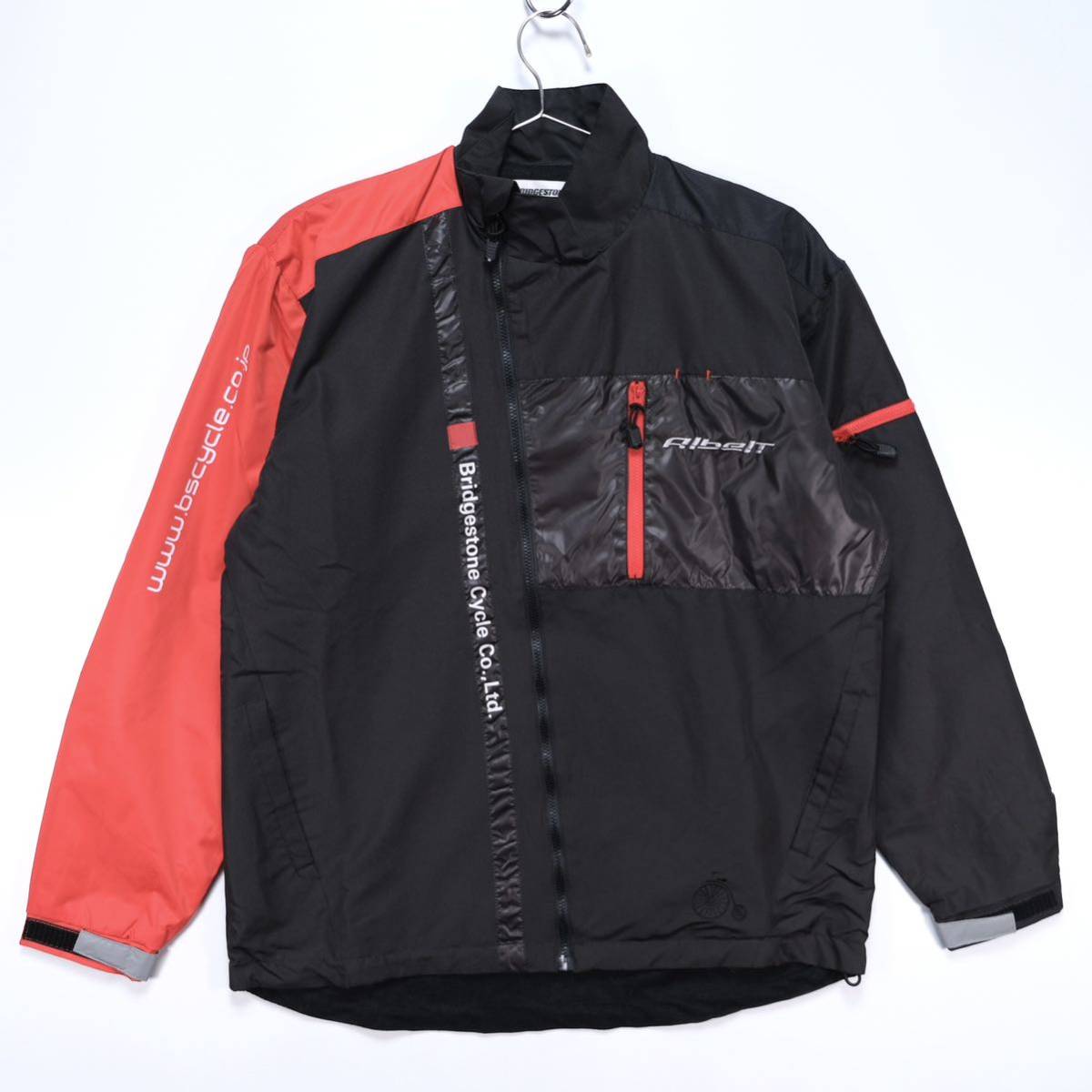 【送料無料】BRIDGESTONE(ブリヂストン)/Albelt(アルベルト)/斜めジップジャケット/自転車/ブラック×レッド/Lサイズ拍卖