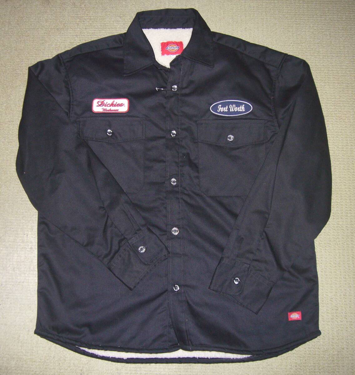 ディッキーズ メンズ裏ボアワッペンシャツ ブラック 新品拍卖