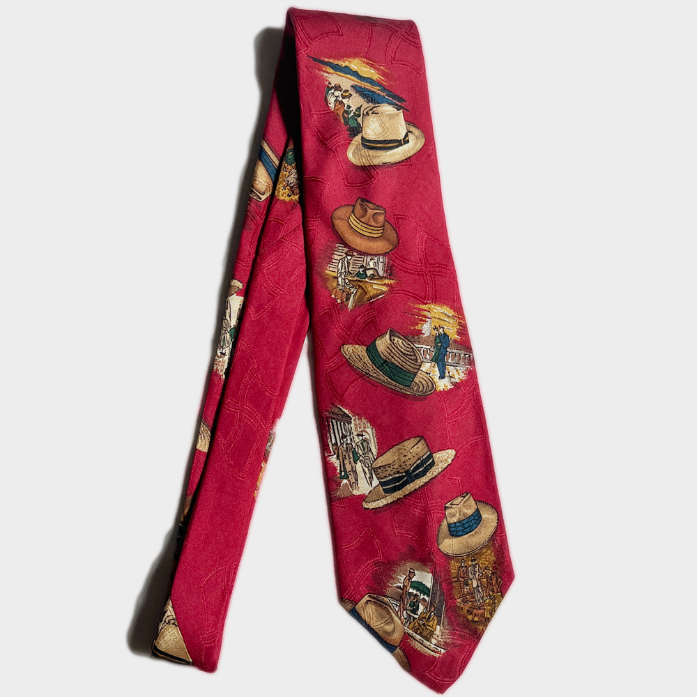 USA製! 90's ポロラルフローレン ハット柄 HAT PATTERN SILK TIE シルク ネクタイ polo ralph lauren made in アメリカ製 レア カンカン帽拍卖