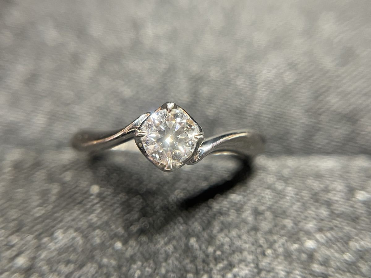 庄MZ026 4°C 鑑定書付き Pt950上質 天然ダイヤモンド 0.366ct リング 指輪 4.64g拍卖