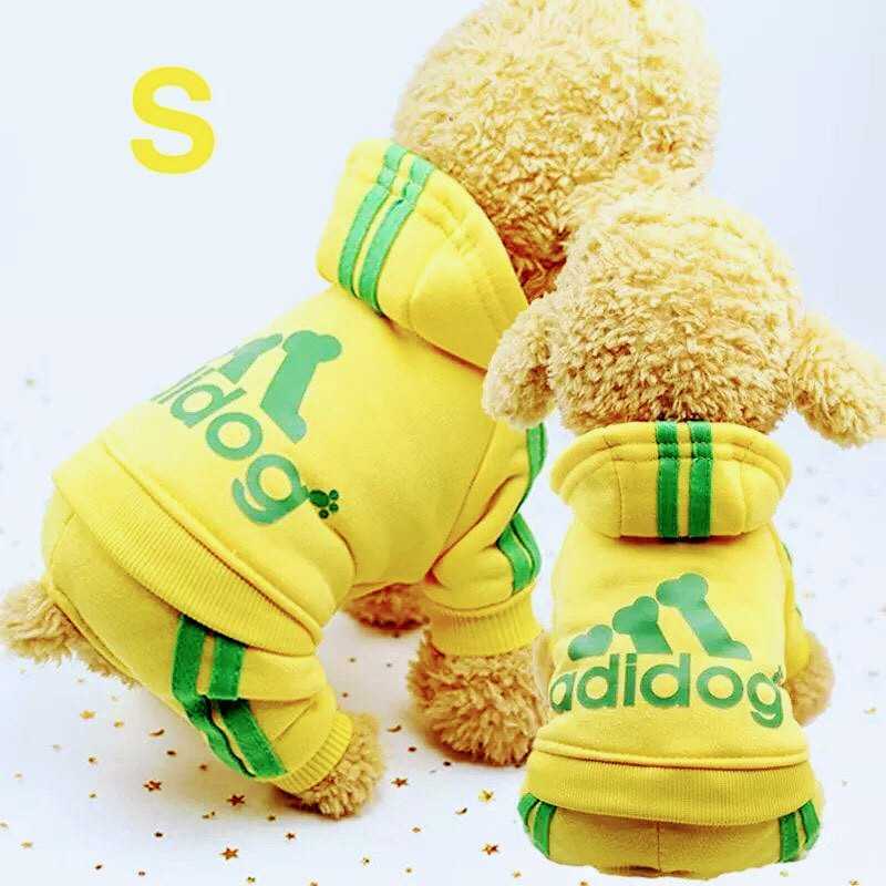 adidogアディドッグつなぎパーカー犬服ペットドッグウェアイエローS拍卖