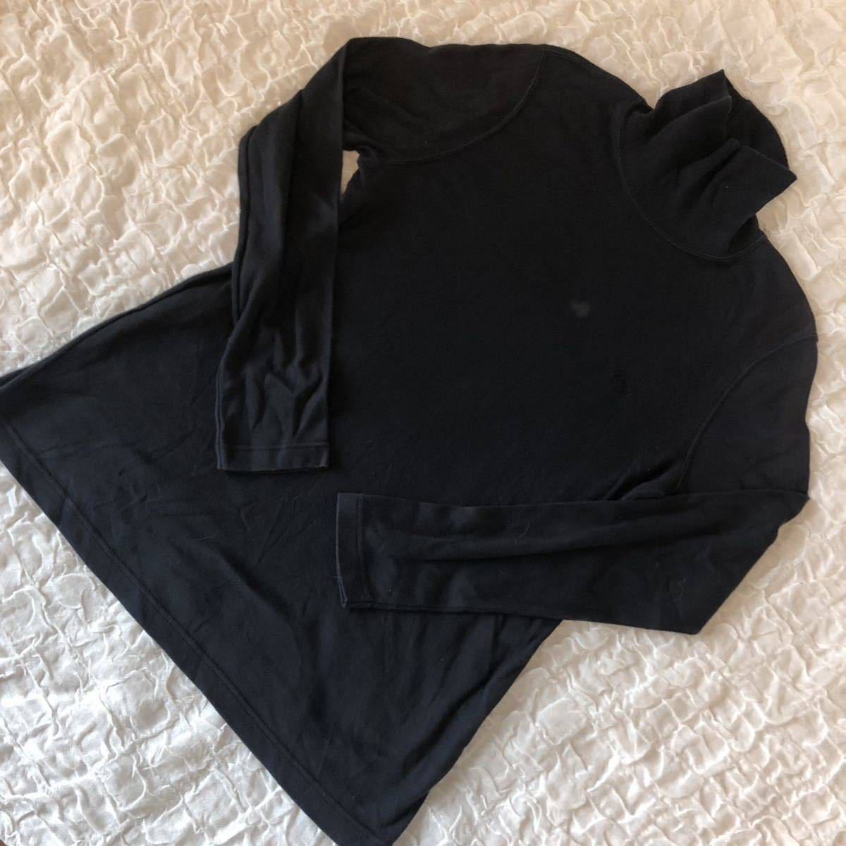 DKNY DONNA KARAN NEWYORK ロゴ刺繍 薄地 長袖 タートルネック カットソー トップス チャコール M ★1000拍卖