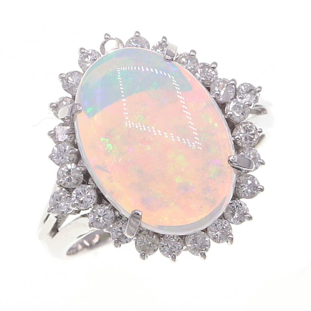 オパール ダイヤモンド リング OP2.88ct D0.58ct Pt850 14号 中古 アクセサリー ジュエリー 宝石拍卖