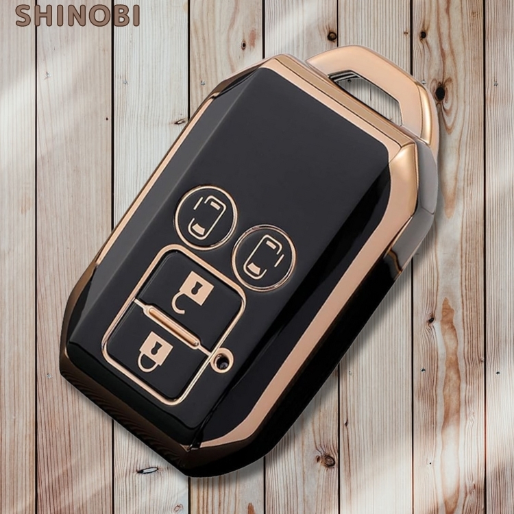 スズキ車用 TPU製 4ボタン スマートキーケース 新型スペーシア/新型スペーシアカスタム 両側スライドドア 専用設計 ブラック拍卖