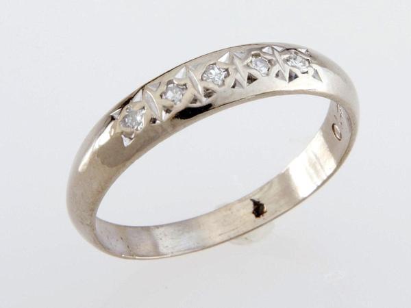 ★☆見て!K14WGホワイトゴールド5粒ダイヤリング10号!MJ-1425拍卖