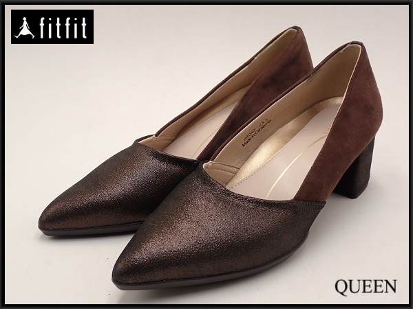 fitfit パンプス・23.5cm★フィットフィット/ツートンカラー/レザー/24*2*1-8拍卖