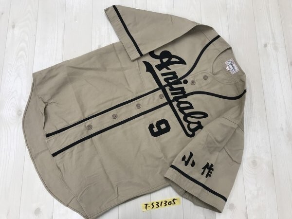 美品!ANIMALS メンズ 小作 ユニフォーム 半袖シャツ L ベージュ黒拍卖