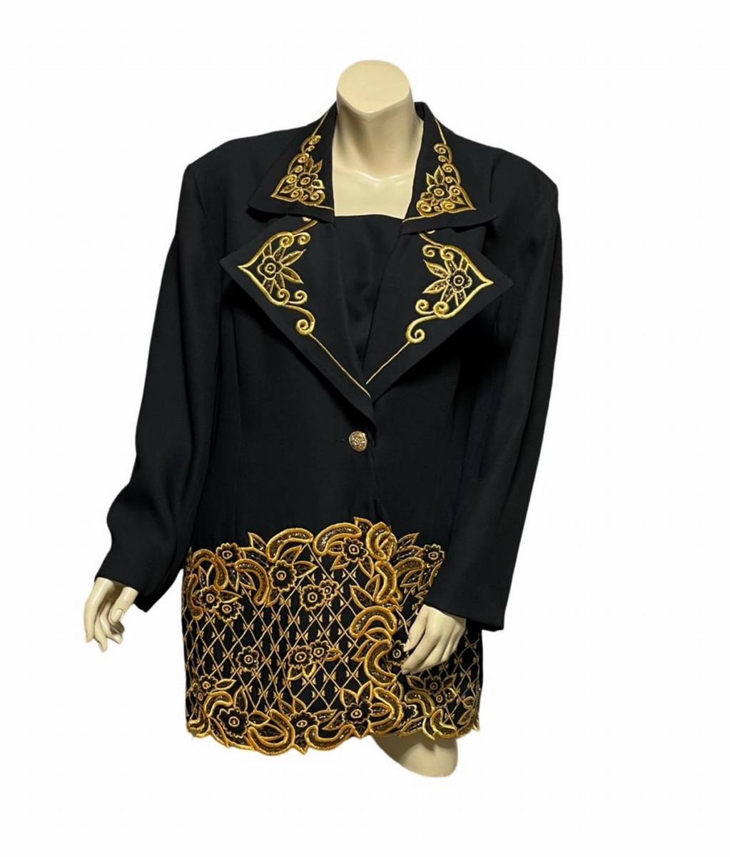 DAVINCI 大きいサイズ ゴージャス 金刺繍 ジャケット USサイズ24拍卖