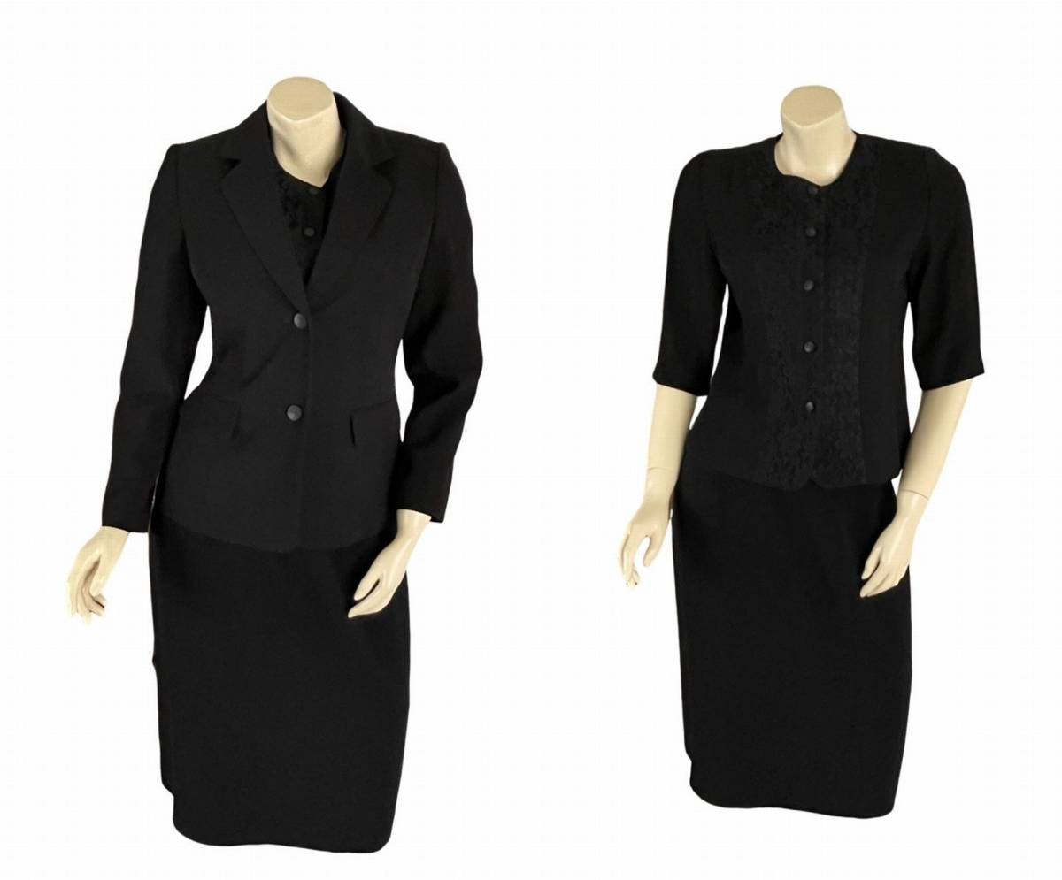 とても美品 9~13号 ブラックフォーマル 漆黒ブラック 3点セット スカートスーツ拍卖