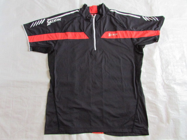メンズ Mサイズ 未使用に近い きれい スリクソン 半袖 1/3ジップ トレーニング シャツ ジャケット ブラック系 SRIXON拍卖
