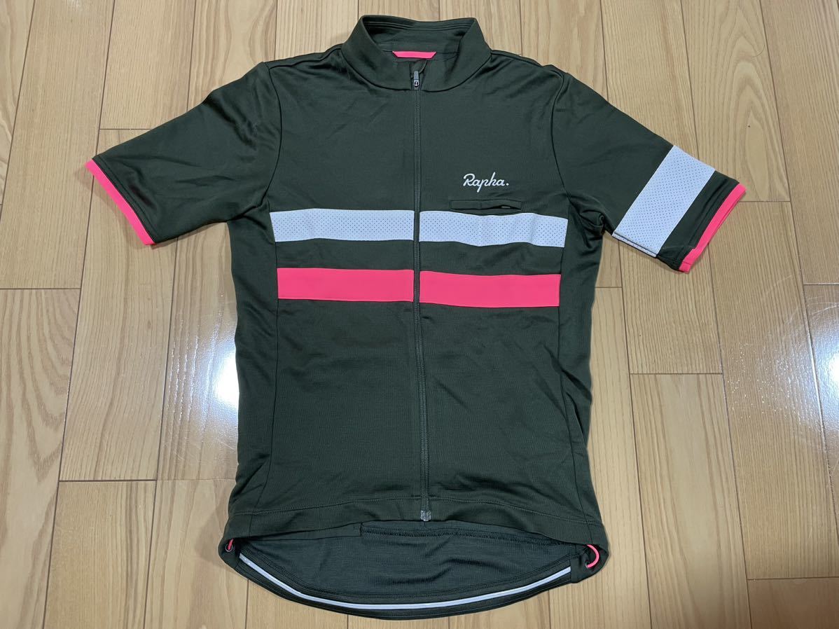 ●RAPHA●ラファ●MEN'S BREVET JERSEY●メンズ ブルべ ジャージ●Dark Olive●ダークオリーブ&ピンク&ホワイト●サイズS●中古超美品拍卖