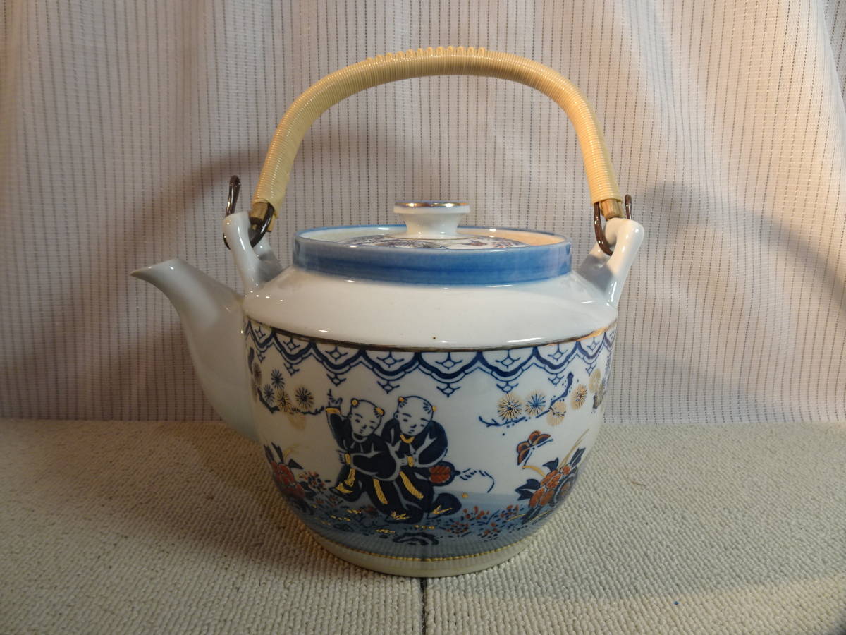 ★未使用 有田焼 ティーポット 急須 大きい 陶芸 人物 風景 昭和 アンティーク 高級 ポット 大きめ 3~5人拍卖