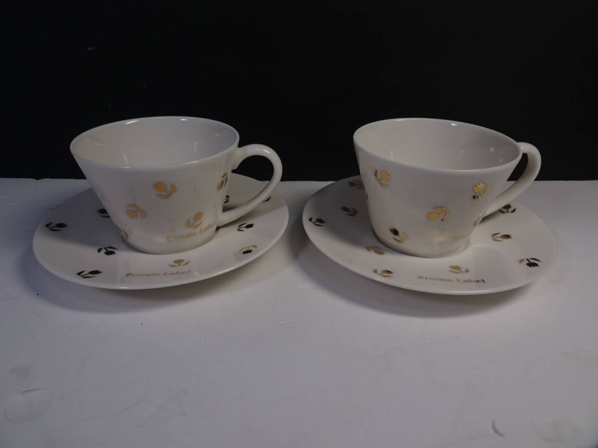 ★Private Label プライベート レーベル コーヒー ペア カップ カップ ソーサー セット 2客 チューリップ拍卖
