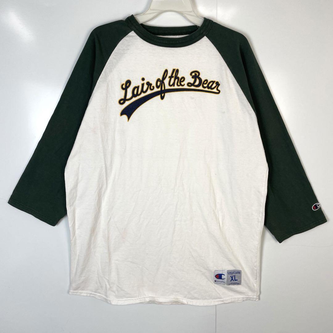 チャンピオンChampionラグランTシャツ7分袖グリーンホワイトヴィンテージ拍卖