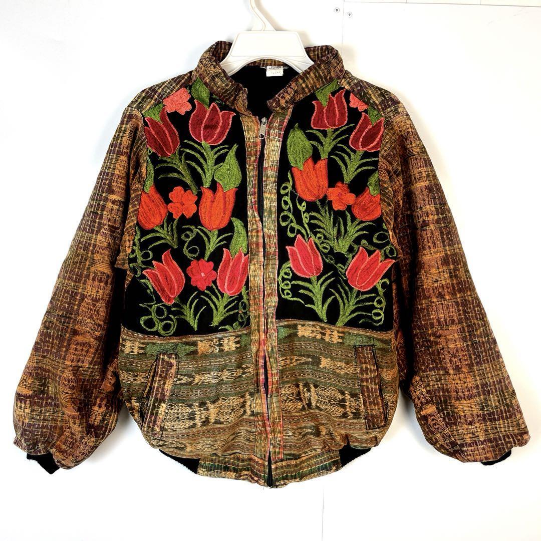 ヴィンテージVINTAGEフルジップジャケット民族ネイティブ花柄チューリップ刺繍拍卖