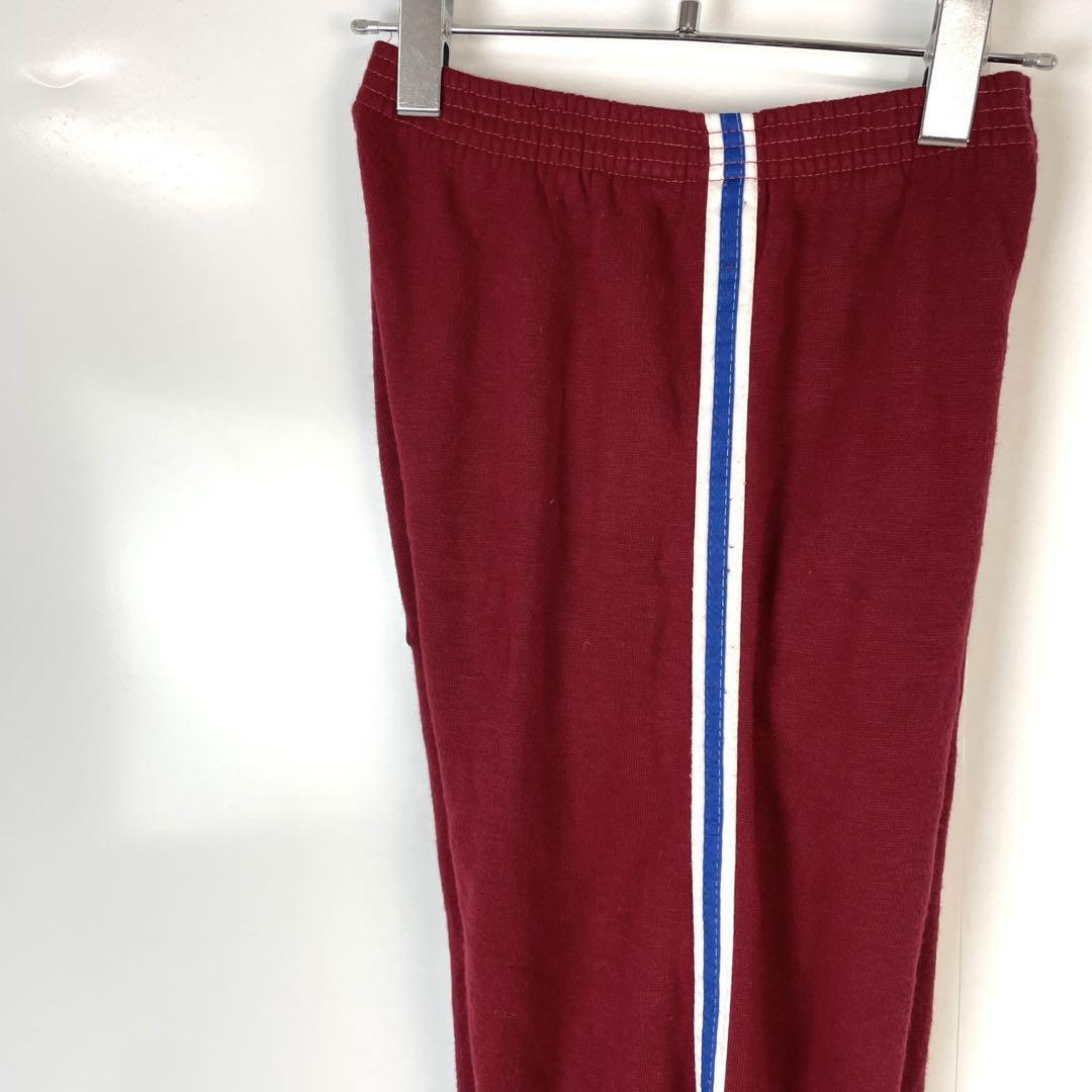 WARMUPトラックパンツスウェットラインパンツ裏起毛ワインレッドヴィンテージ拍卖